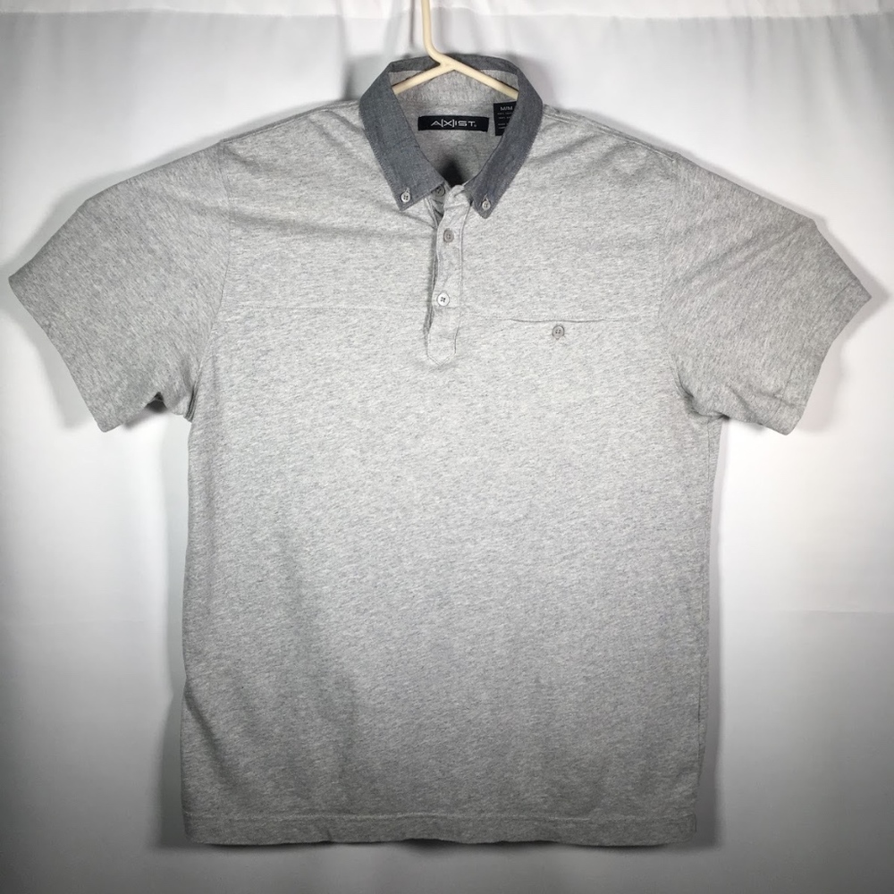 Axist Men’s Medium Gray Short Sleeve Polo Shirt